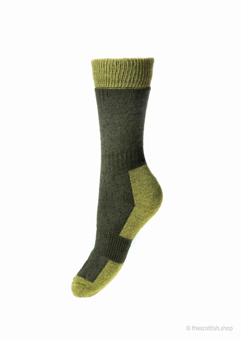 House of Cheviot Damen Wandersocken Fichte Grün | Merino Wolle