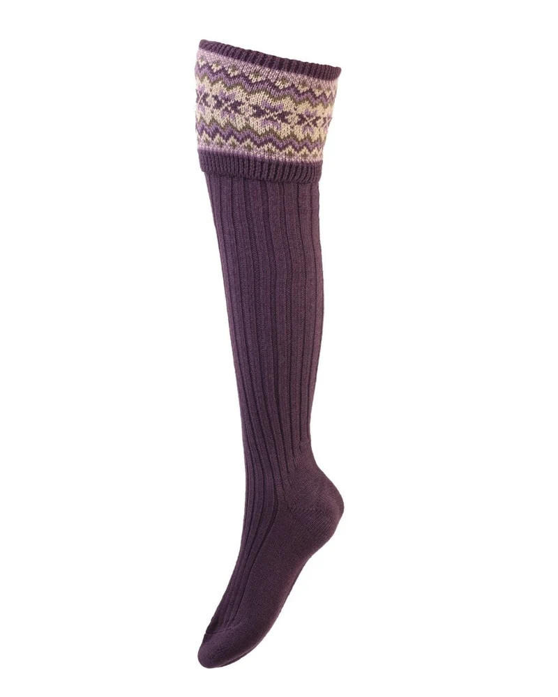 House of Cheviot Damen Fairisle Socken Distel Lila | Luxe Merino
