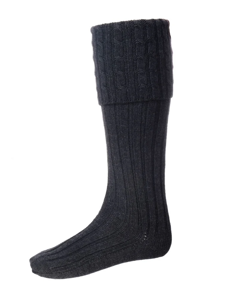 House of Cheviot Herren Kilt Socken Grau Anthrazit
