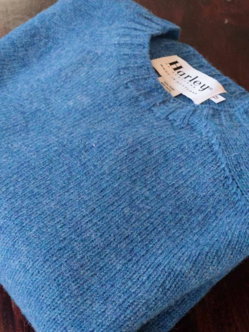 Harley of Scotland Herren Pullover Kobalt Blau | 100% Schurwolle