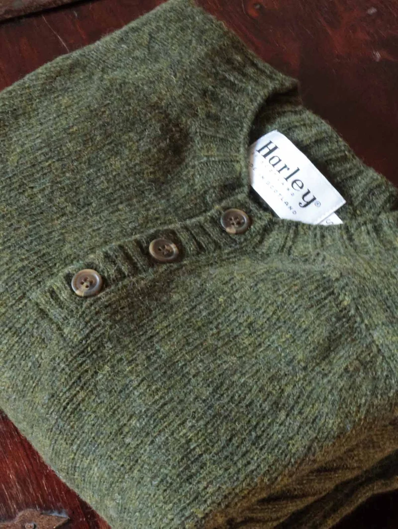 Harley of Scotland Pullover Superweiche Wolle Schottische Kiefern Grün
