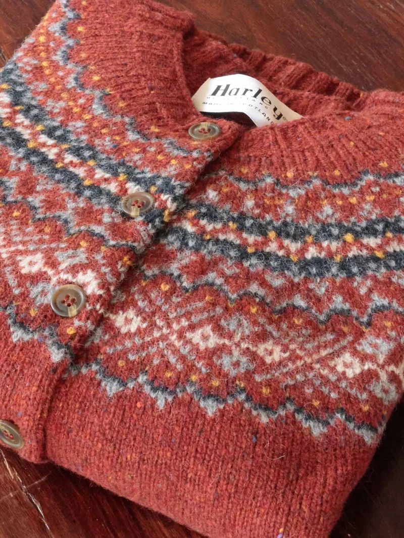 Harley of Scotland Fairisle Strickjacke Schurwolle