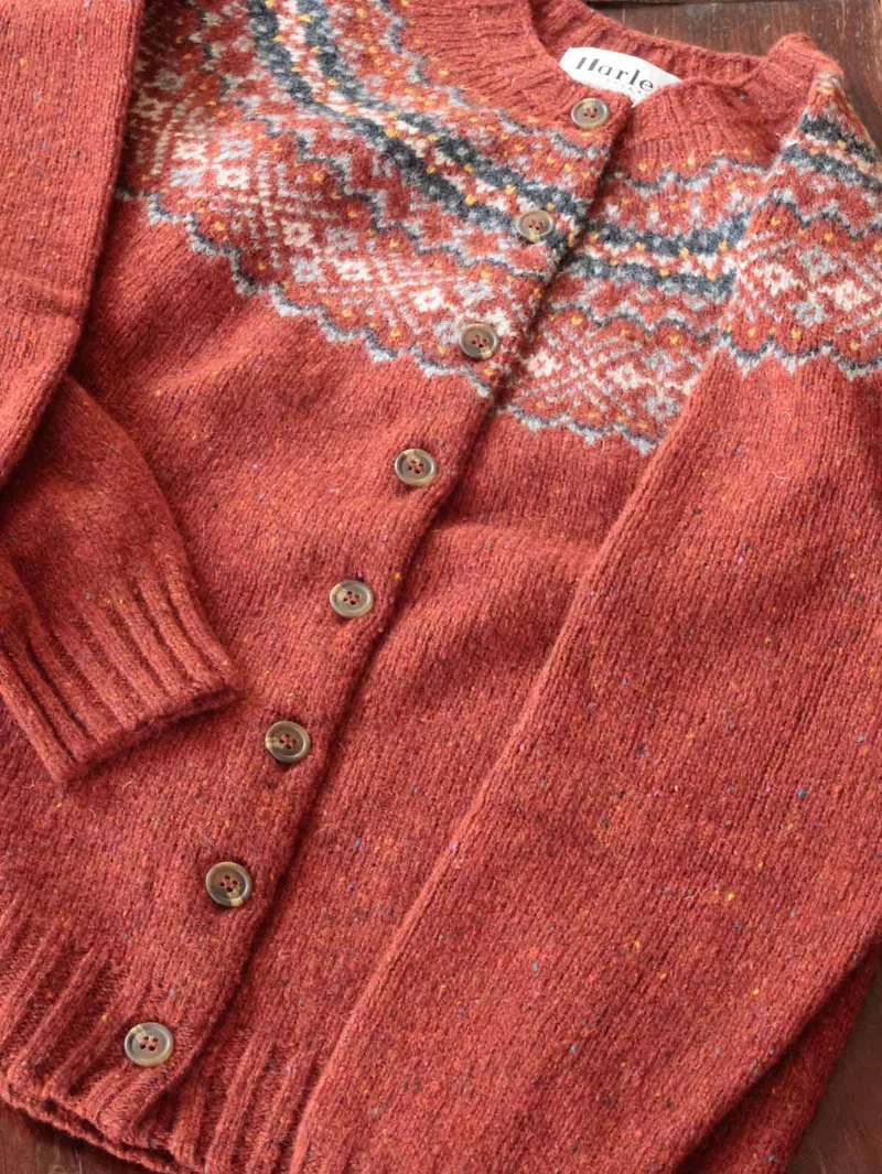 Harley of Scotland Fairisle Strickjacke Schurwolle