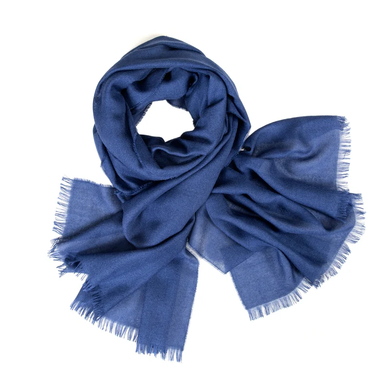Kinalba Seidenschal Einfarbig Blau | Kaschmir & Seide | Made in Scotland