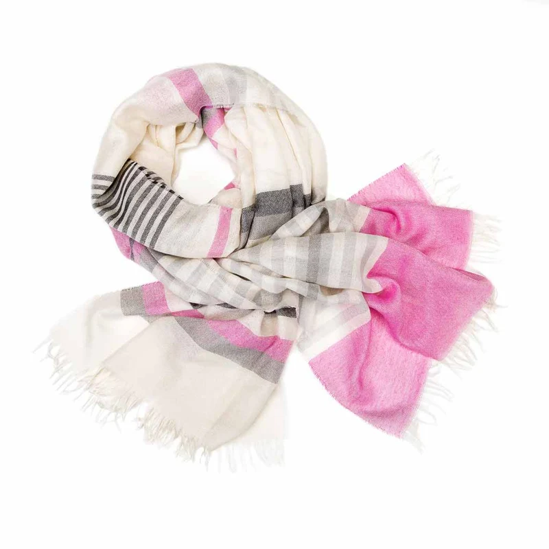Kinalba Seidenschal Rosa Streifen | Kaschmir & Seide | Made in Scotland