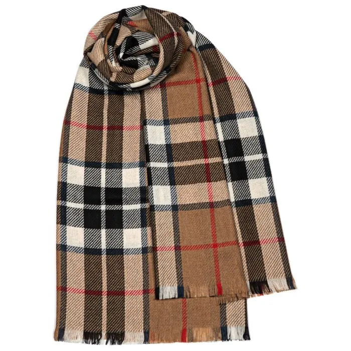 Lochcarron Wolle Kaschmir Stola Thomson Camel Tartan