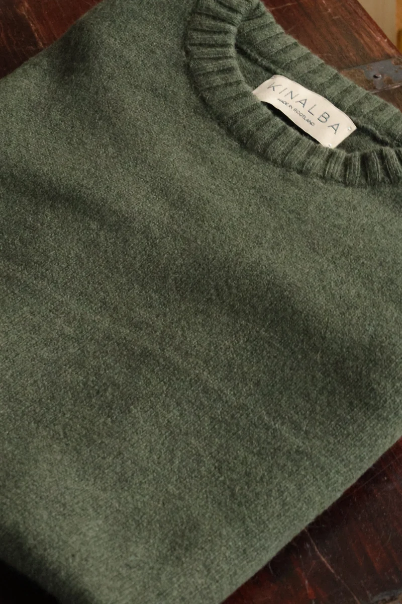 Kinalba Kaschmir Pullover Rundhals Grün Herren