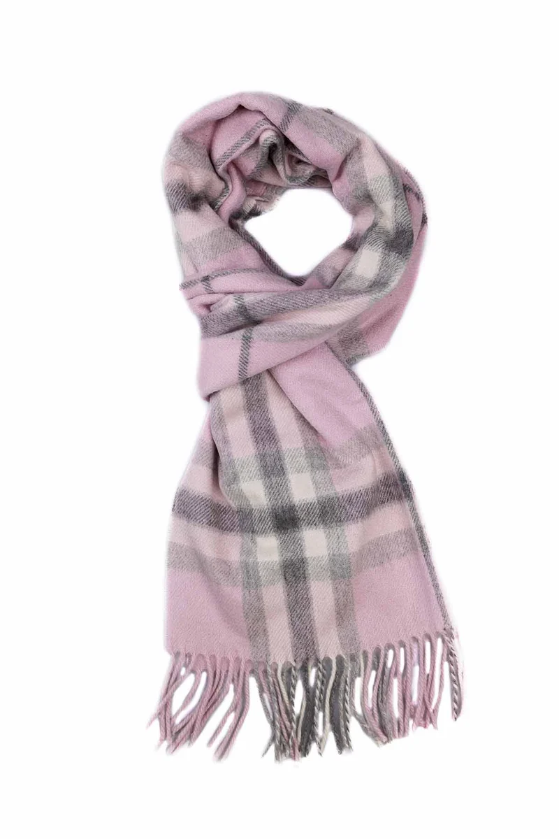 Kinalba Großer Kaschmir Stola Thomson Rosa Grau