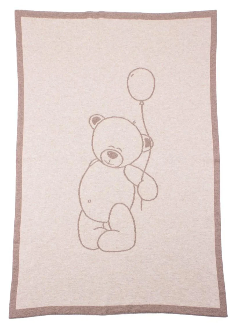 Kuuhi Kaschmir Babydecke Beiger Bär mit Luftballon