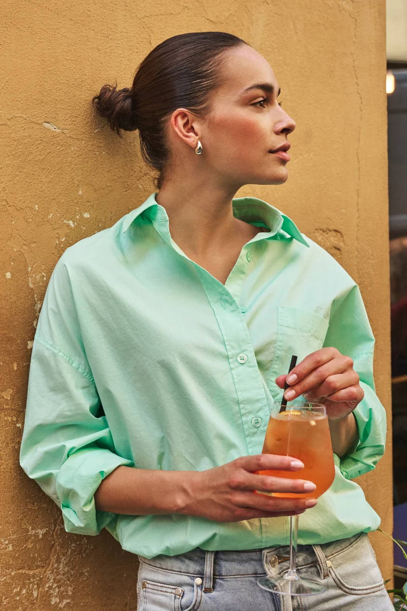 Blouse Cropped Poplin Mint Green SP26.10014