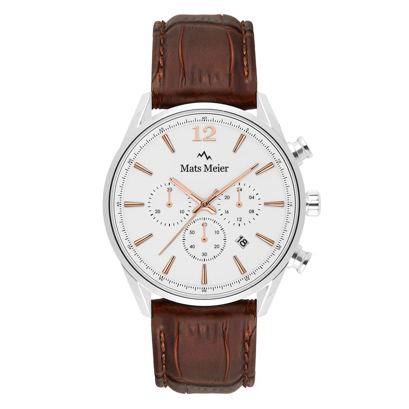 Mats Meier Grand Cornier Chrono Wit/Bruine Horloge MM00105