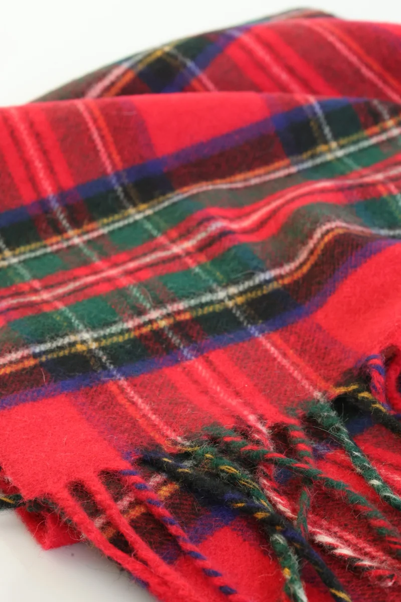 Tartan Angora Wolle Schal Rot