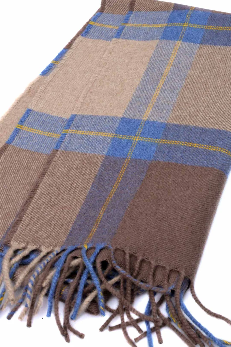 Kuuhi Kaschmirschal Kariert Beige
