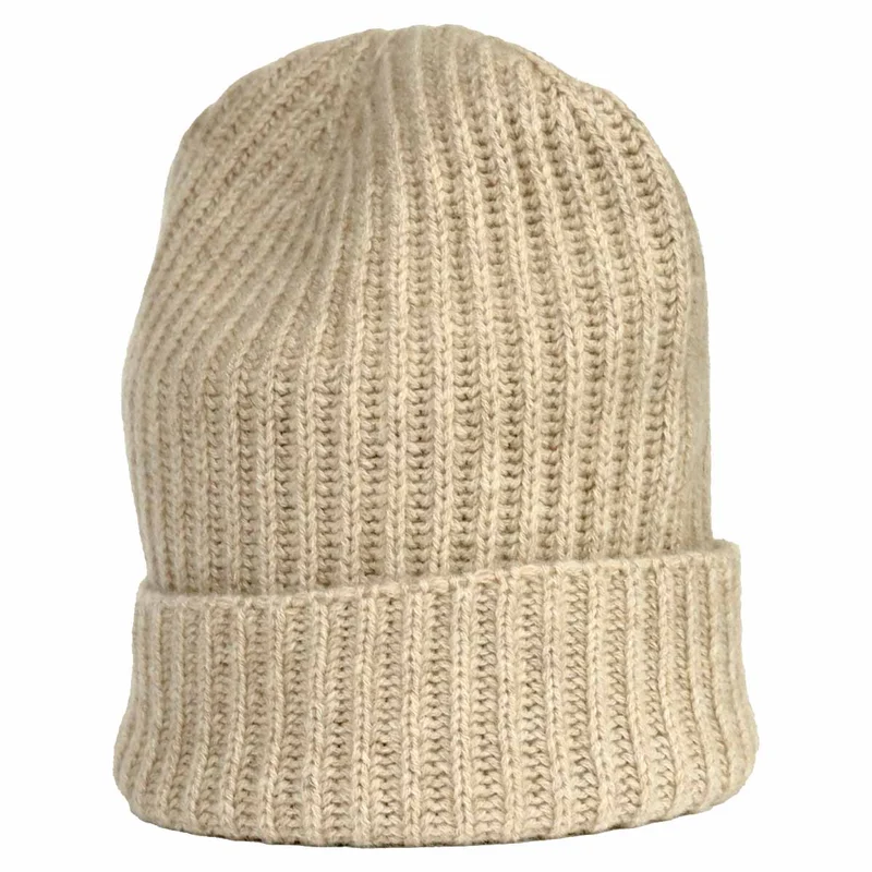 Kuuhi Kaschmir Mütze Gerippte Beige