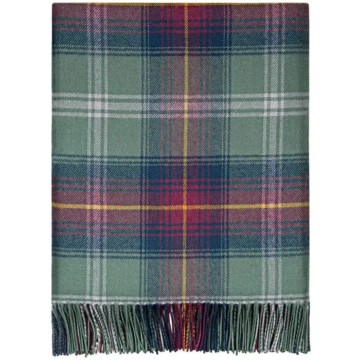 Lochcarron Wolldecke Hame Tartan Salbei Grün
