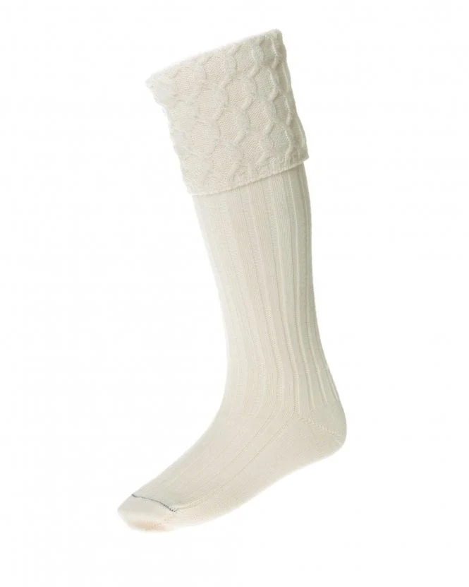 House of Cheviot Herren Kilt Socken Creme