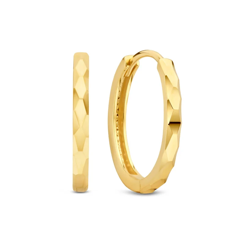Beloro Jewels Quadrilatero d'Ora Marina 9 karaat oorringen met diamond cut BO360091
