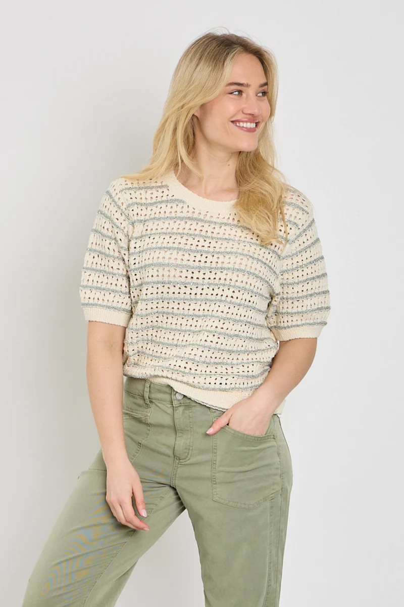 Top Jolene Stripe Light Khaki SRB4950