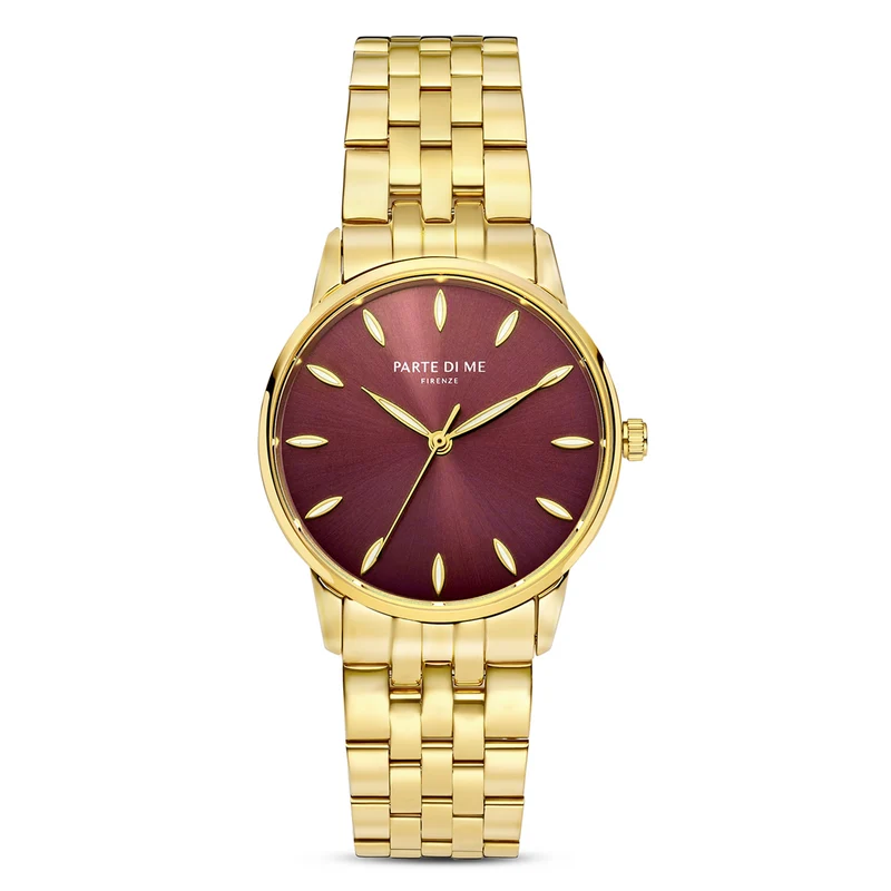 Parte Di Me Orologio rond dames horloge goudkleurig en donkerbruin PDM09047