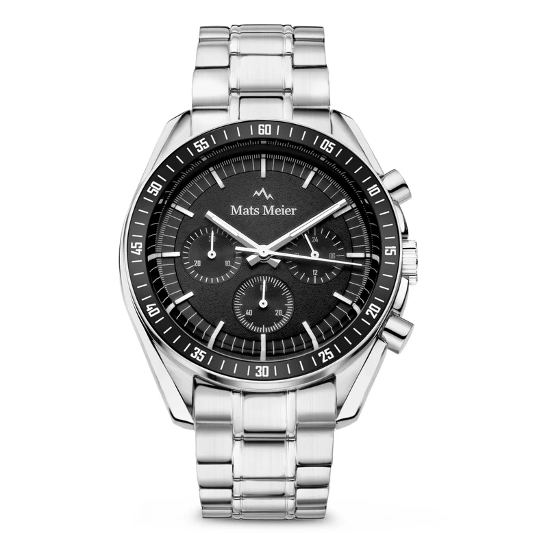 Mats Meier Arosa Racing Chronograaf Herenhorloge Zilverkleurig en Zwart MM50012