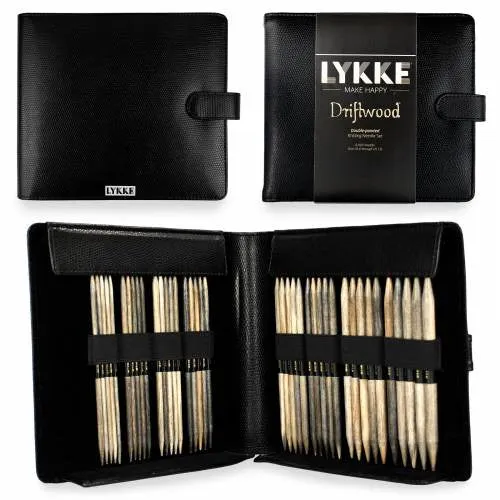 Lykke Driftwood 6" Double Point Set (Large, Black Faux Leather)