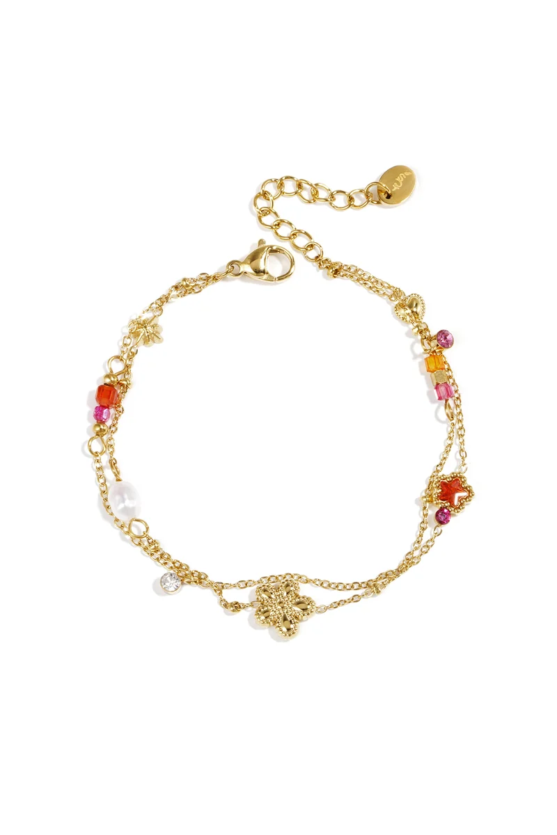 Armband Bedel Ster Bloem Stainless Steel