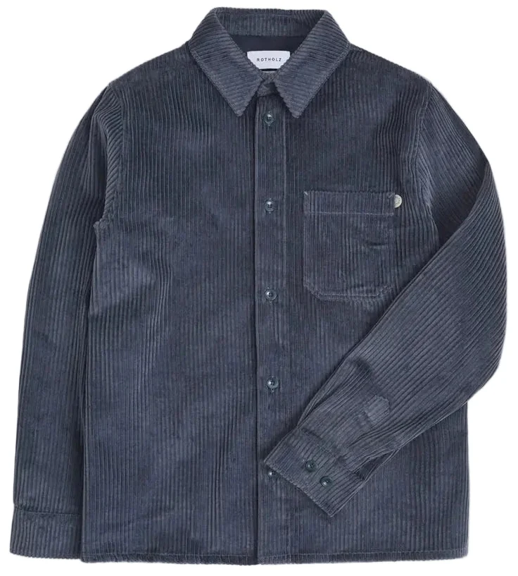 ROTHOLZ Casual corduroy shirt ash blue men