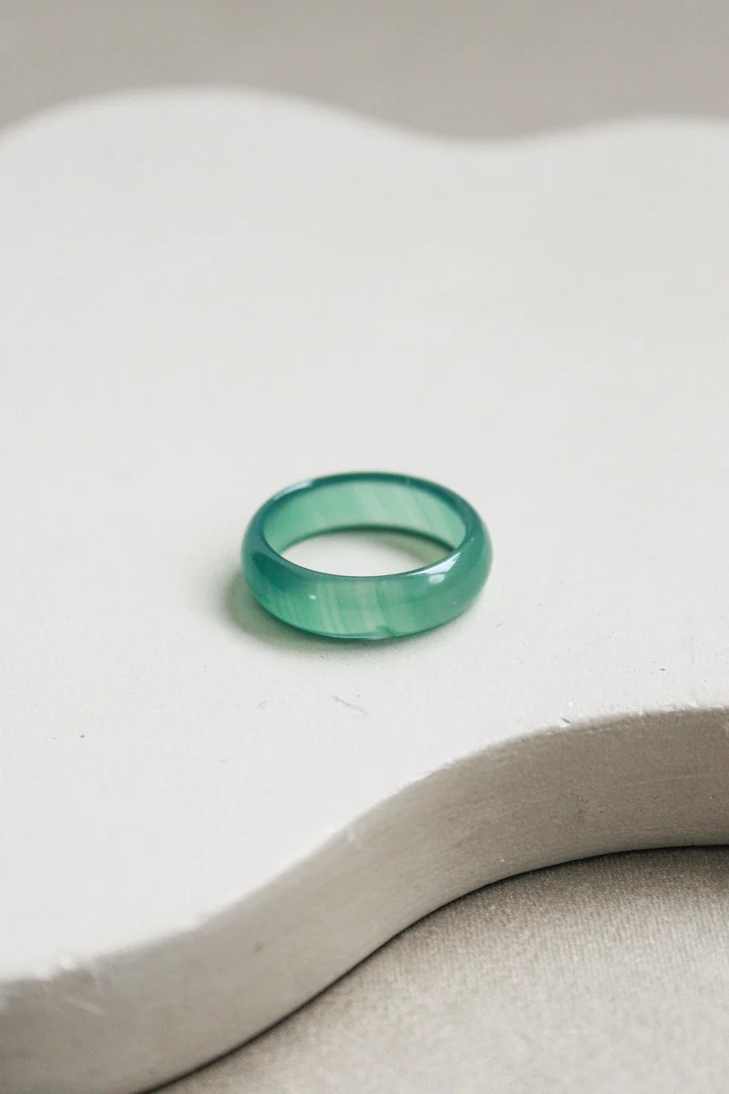 'Ivy' Groene Agaat Ring (US 7, 17.3mm)