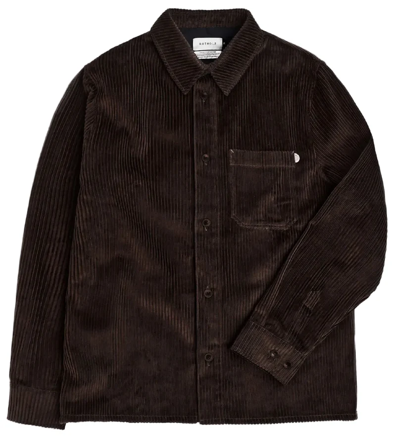 ROTHOLZ Casual corduroy shirt chocolate brown men