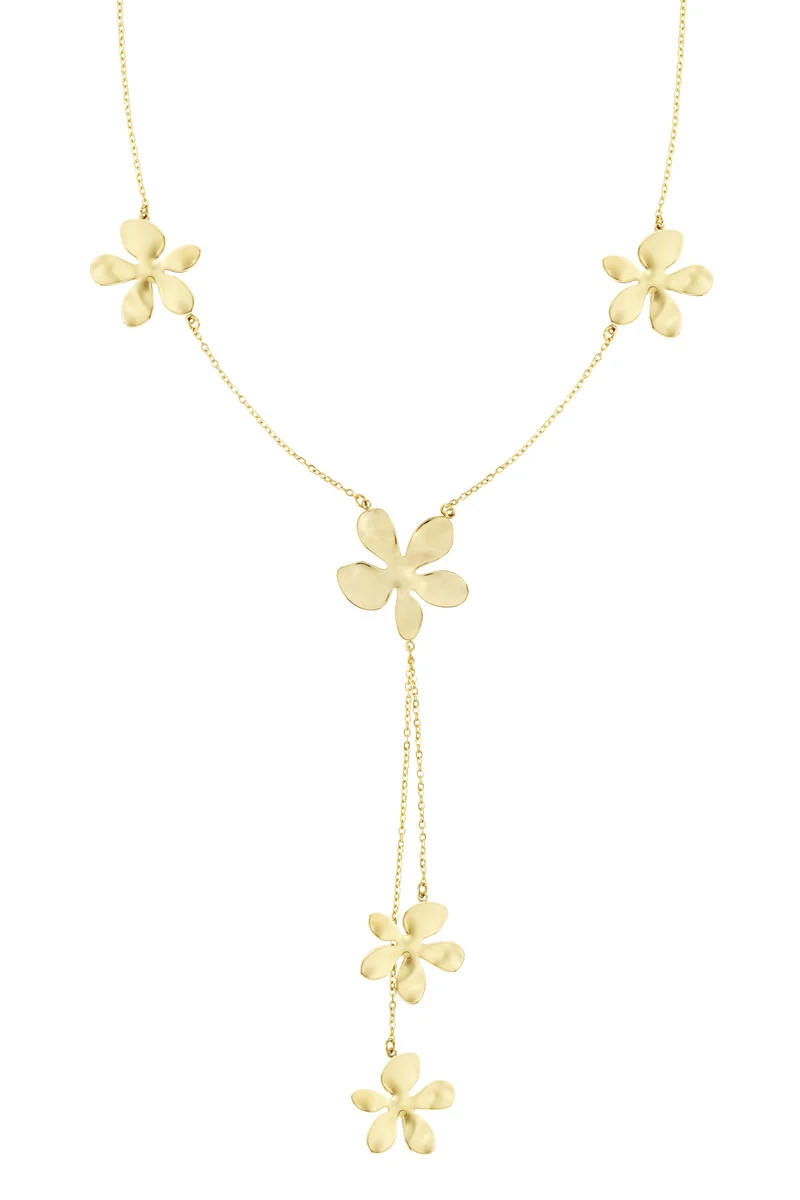 Lange ketting bloem stainless steel