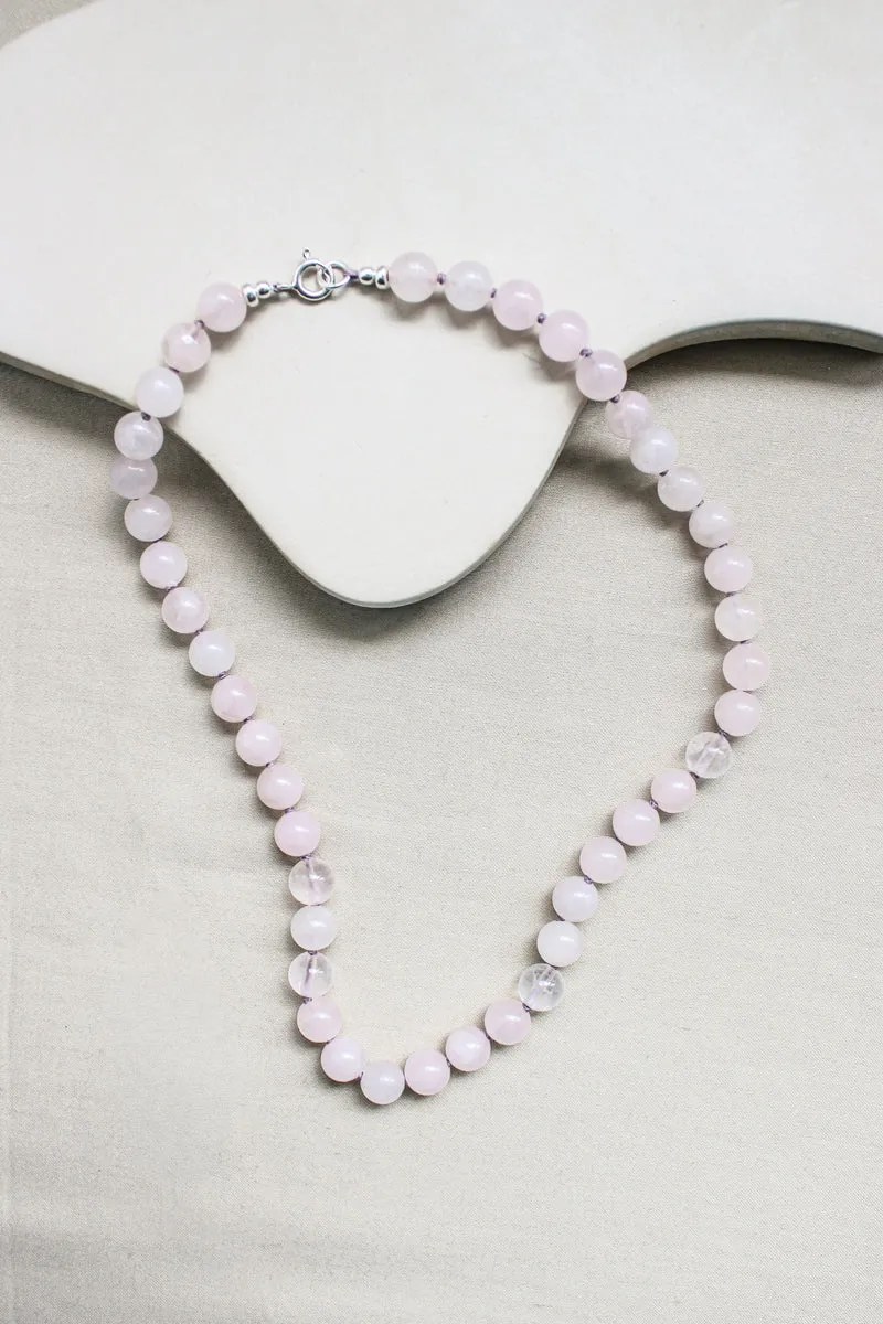 Rozenkwarts ketting 'Stella'