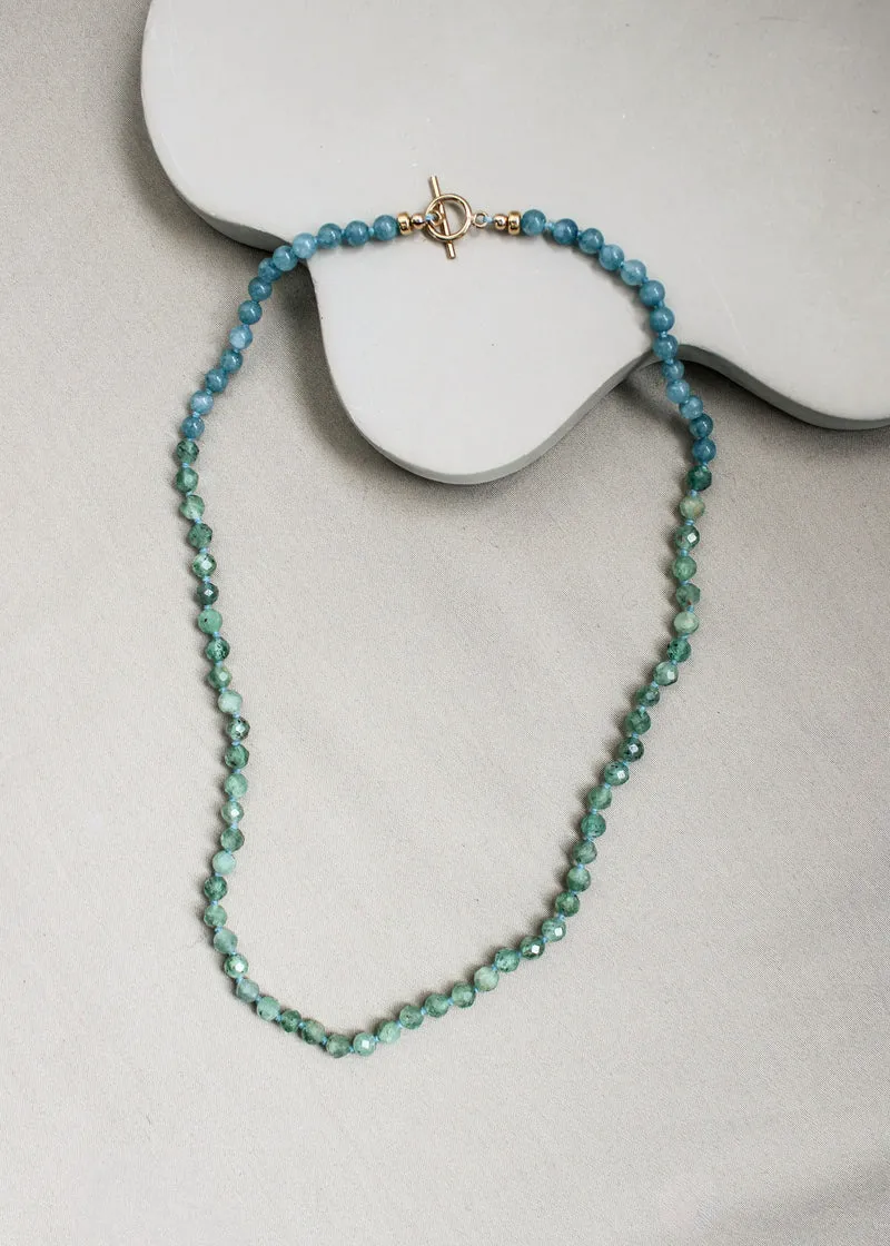 Cyaniet en chalcedoon ketting 'Chloe'