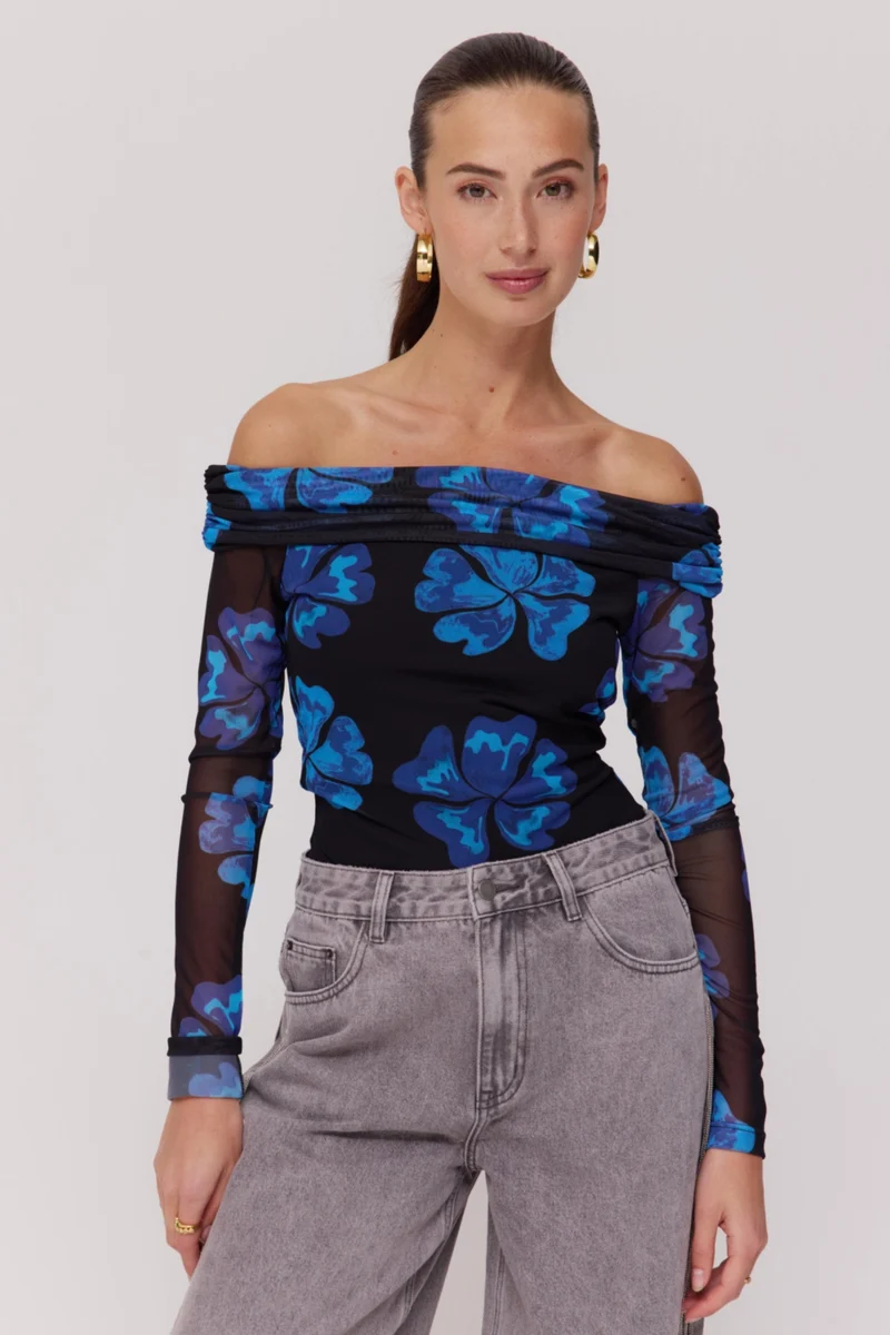 Top Jenny Blue Bloom SS6T501