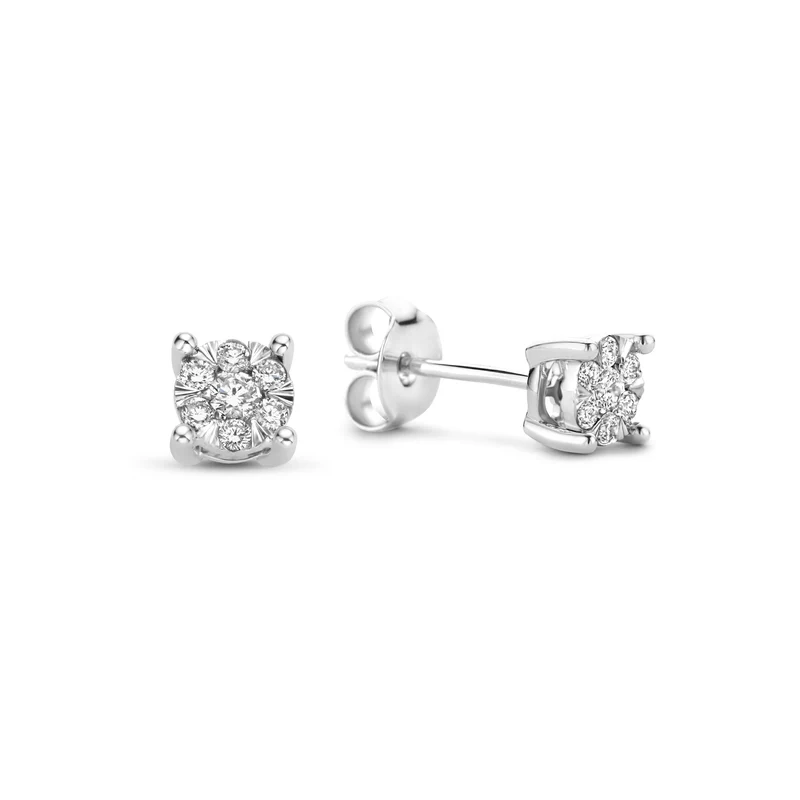 Isabel Bernard De la Paix Hanaé 14 karaat witgouden oorknoppen | diamant 0.16 ct | IBD360016