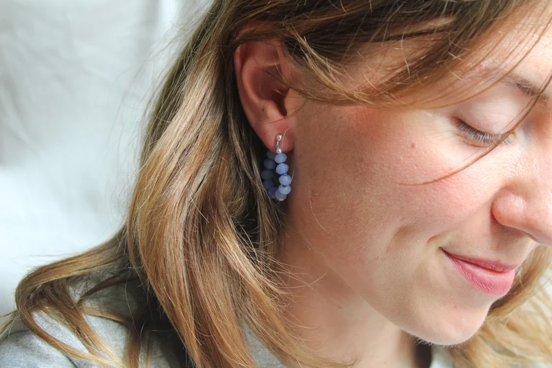 'Kae' Blauwe Chalcedoon Oorbellen