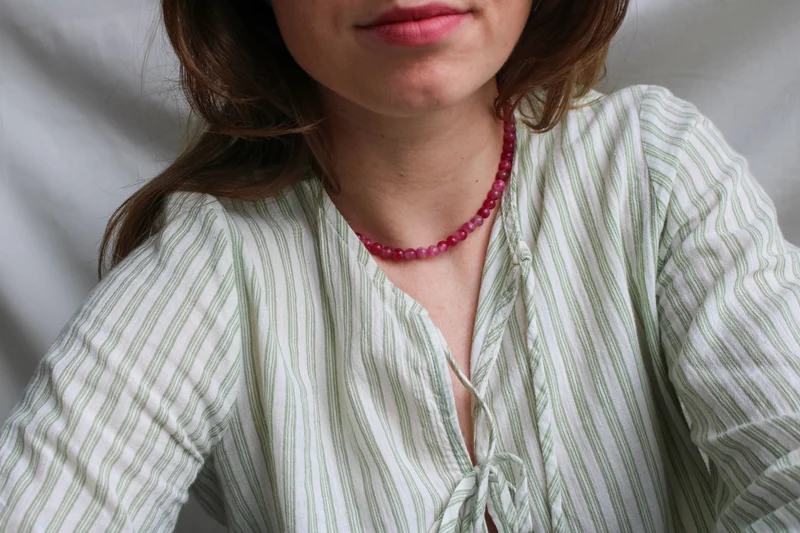 'Mabel' Roze Toermalijn Ketting