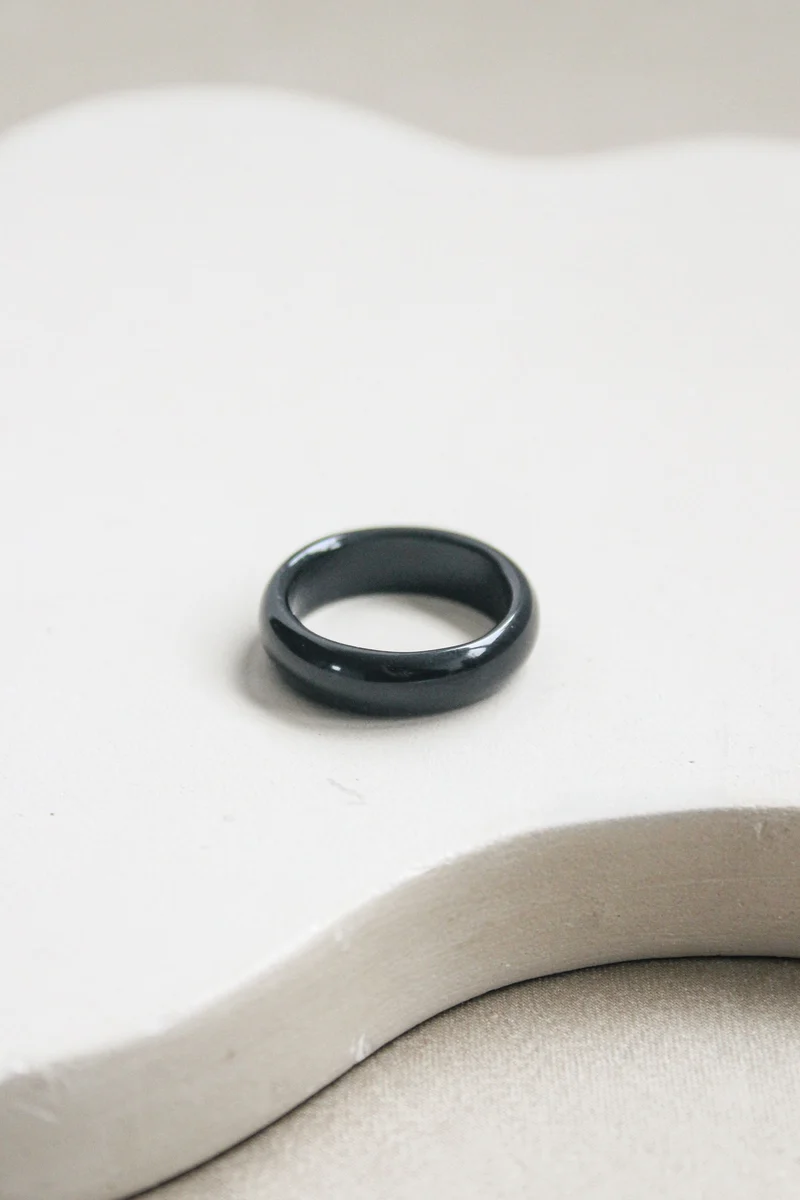 'Raven' Obsidiaan Ring (US 7, 17.3mm)