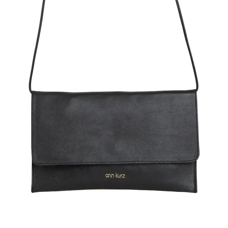 ANN KURZ Thin clutch nappa black women