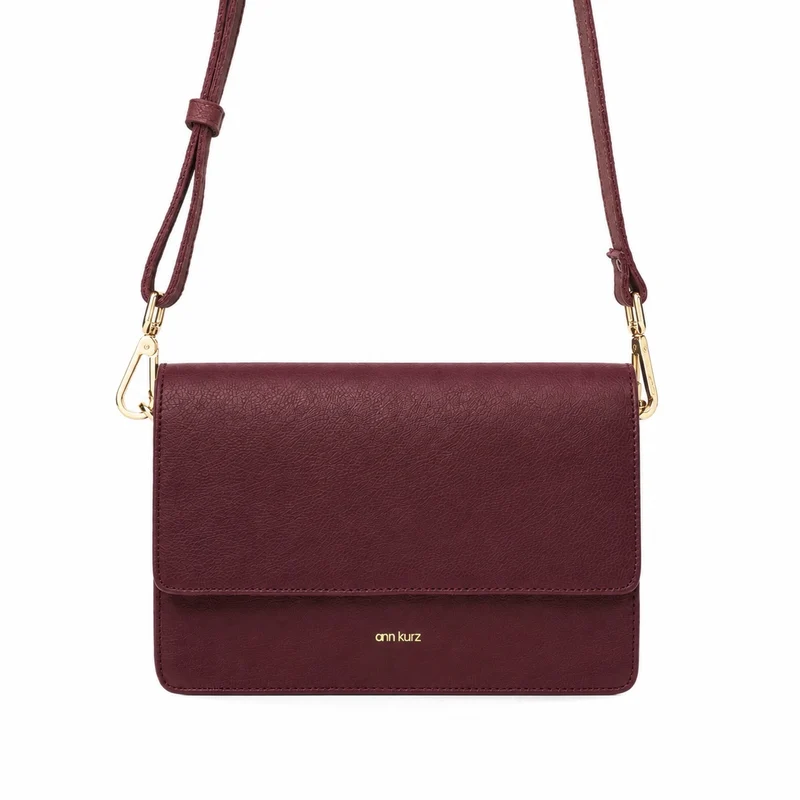 ANN KURZ Perfect square crossbody bag nappa burgundy women