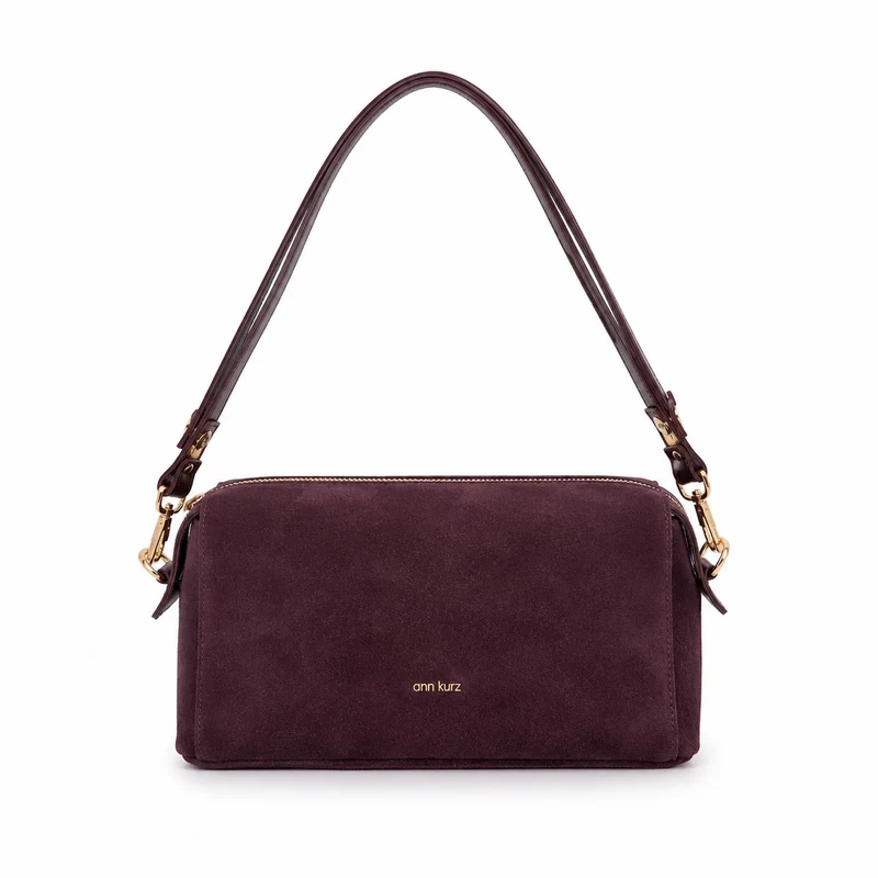 ANN KURZ Light baguette bag suede mix burgundy women