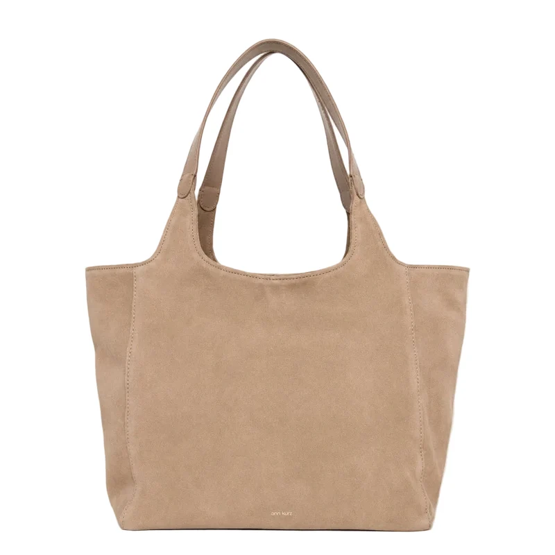 ANN KURZ Shoulder shopper bag suede mix caramelo women