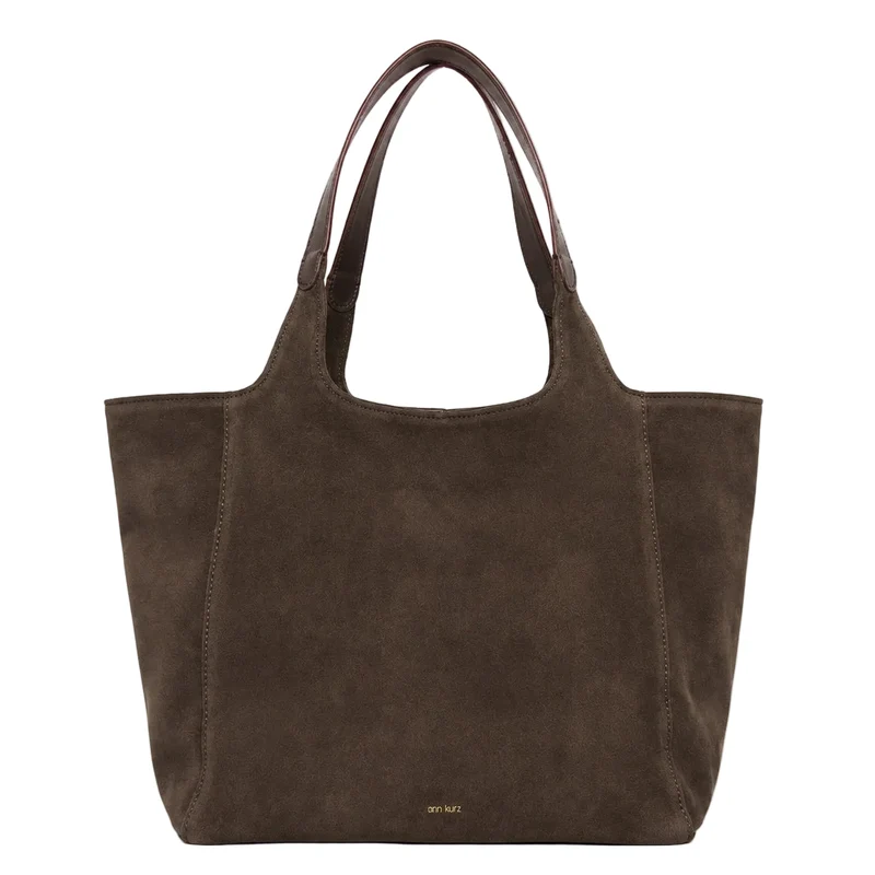 ANN KURZ Shoulder shopper bag suede mix mocha women
