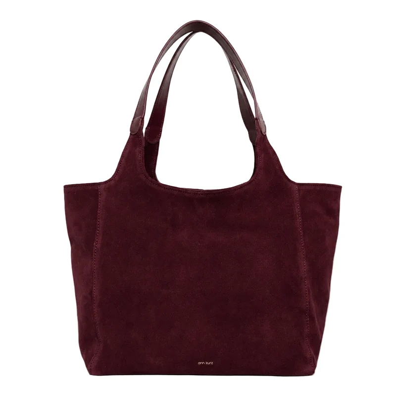 ANN KURZ Shoulder shopper bag suede mix burgundy women