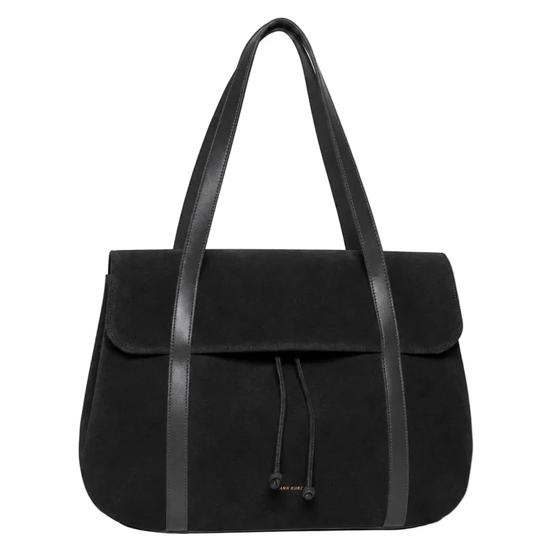 ANN KURZ Greatest shopper bag suede mix black women