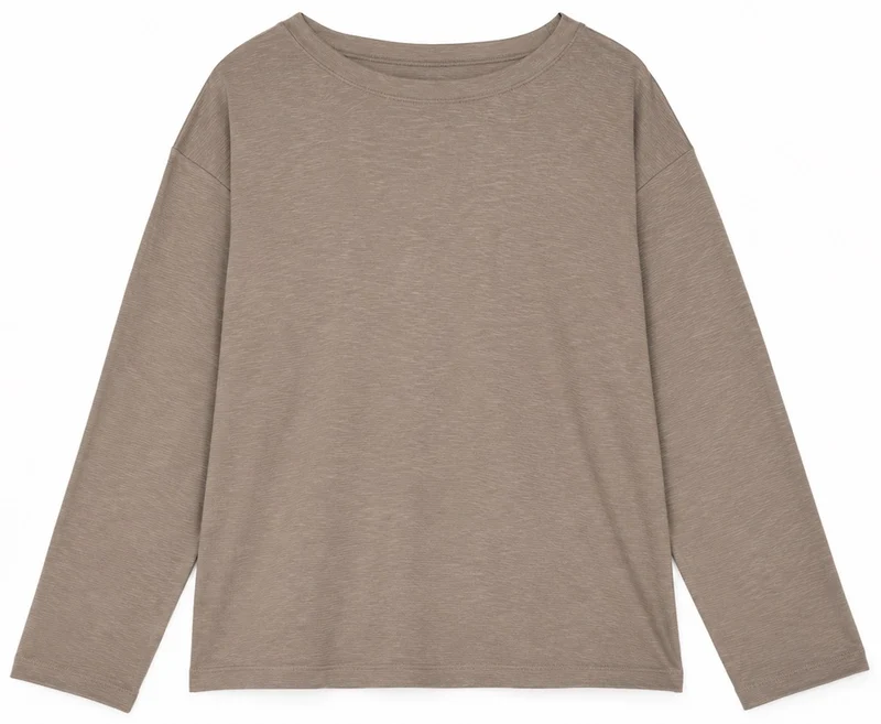 KLITMØLLER Mila wide neck long sleeve tee taupe women