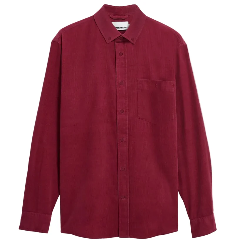 ARMEDANGELS Corduroy long sleeve shirt velvet red men