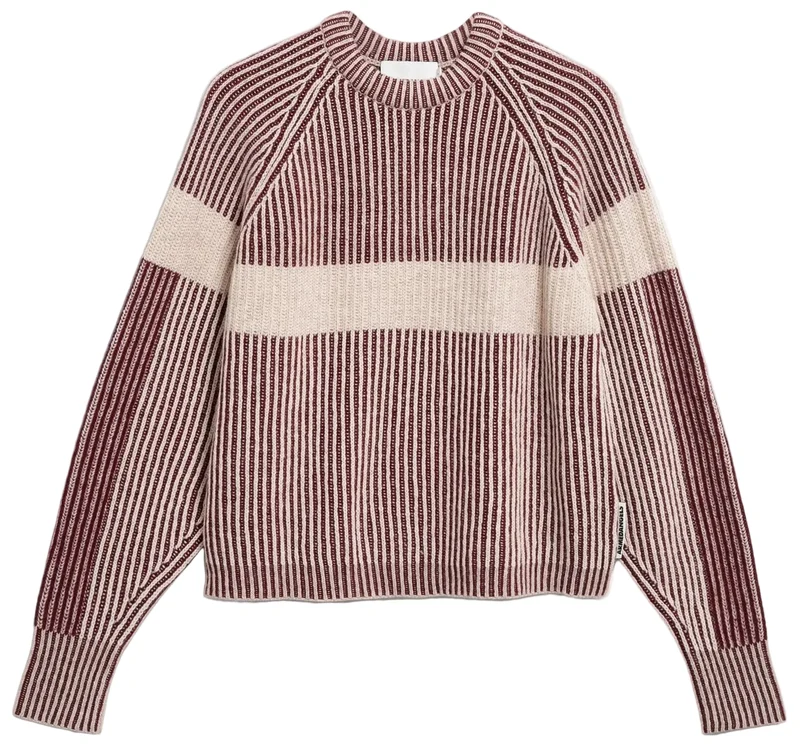 ARMEDANGELS Rib artwork knit jumper velvet red oatmilk women