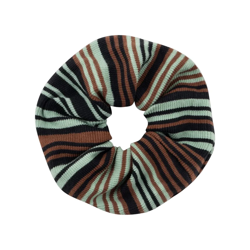 DEDICATED Rib scrunchie irregular stripes green women