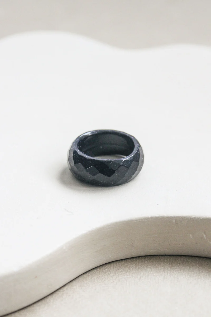 'Nadine' Blauwe Goudsteen Ring (US 7, 17.3mm)