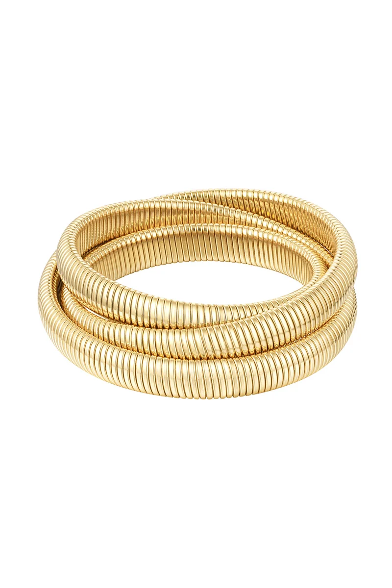 Bold and trendy armband stretch dubbel Stainless Steel